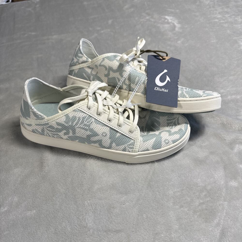 OluKai NEW Pehuea Li Womens Sneakers Shoes 10 Off White Swell Lace Mesh Floral